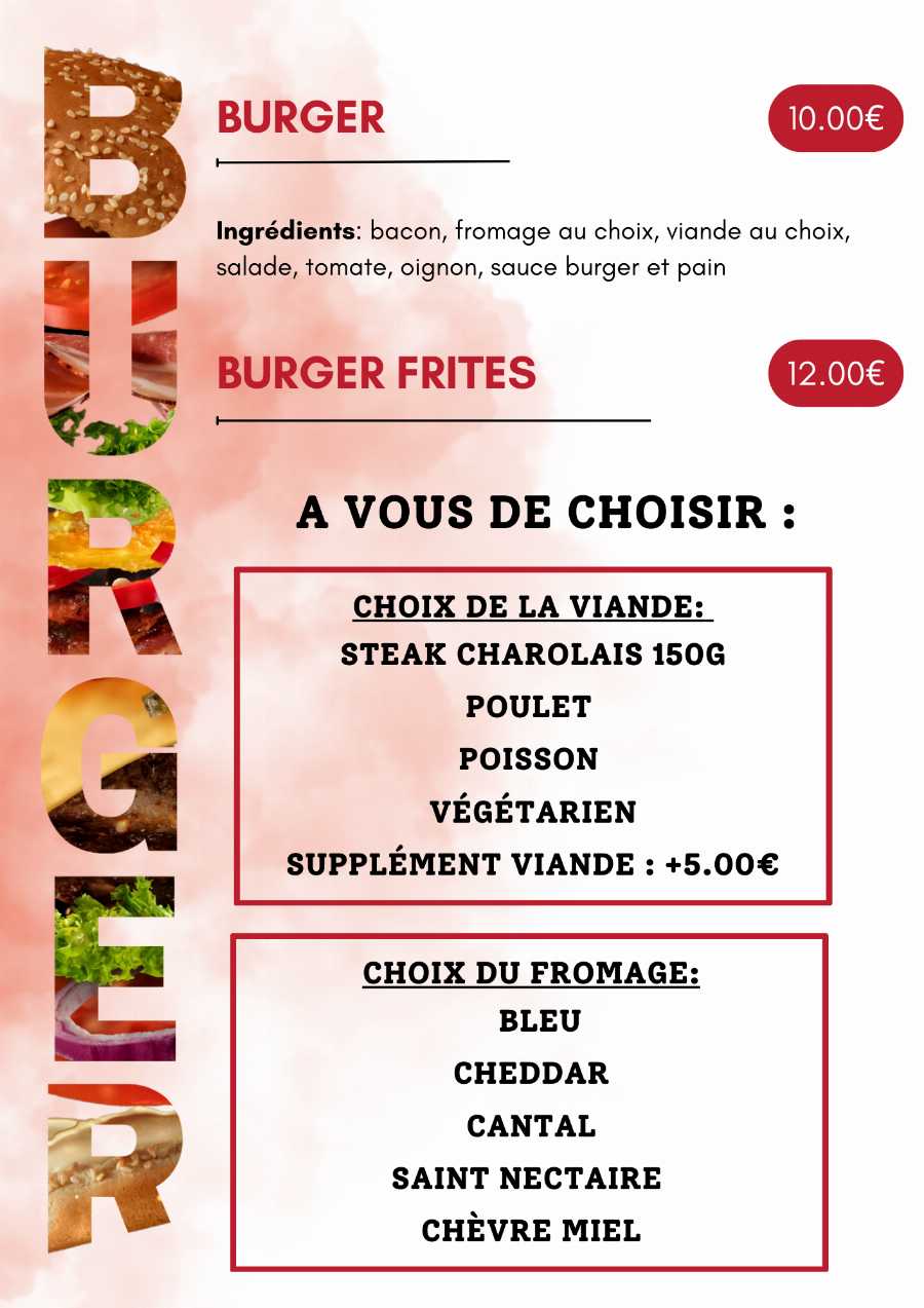La carte  de Chez Flavia